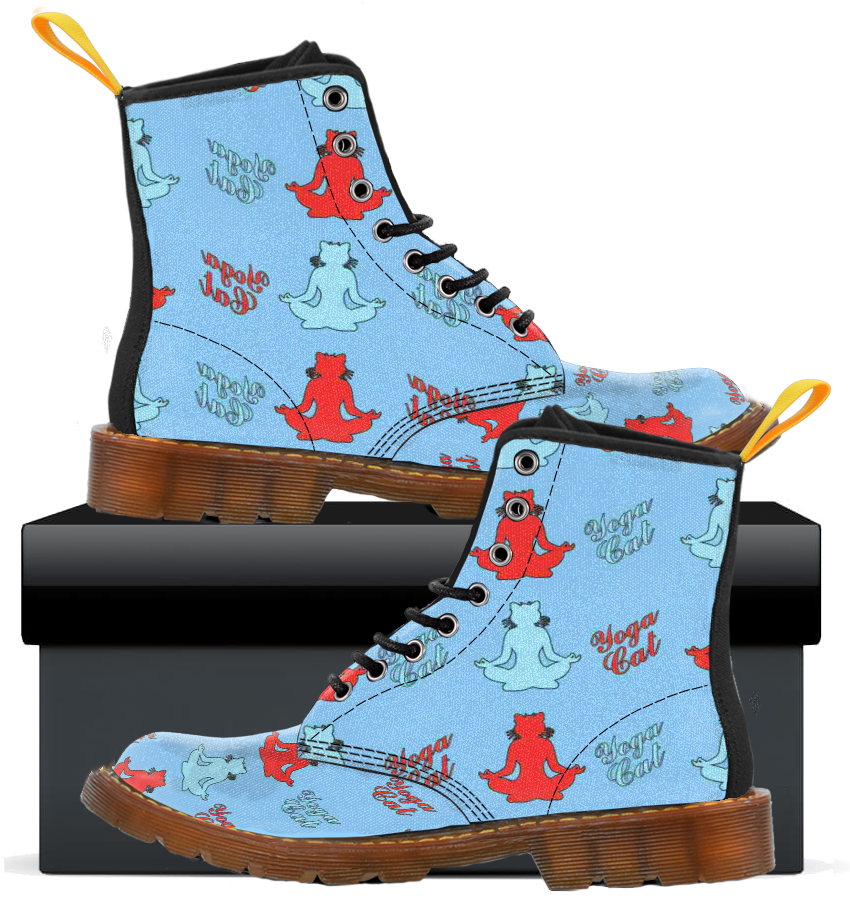 Yoga Cat - Mens Canvas Boots